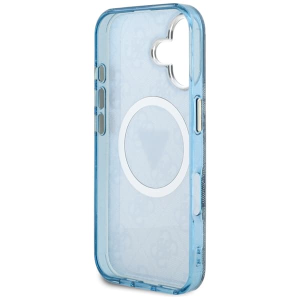 Guess IML Metal Glitter 4G Circle Triangle MagSafe - iPhone 16 cover (blå)