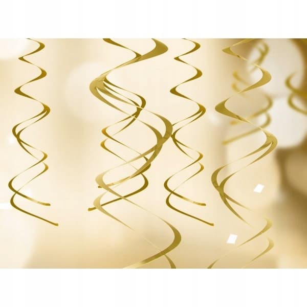Dekorativa spiraler, guld, 60 cm, 5 st.