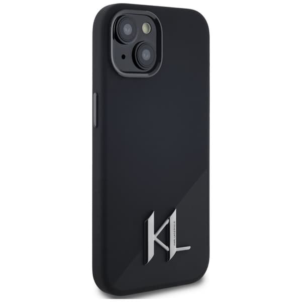 Karl Lagerfeld Silicone Shadow Metal Initial MagSafe - Etui til iPhone 15 (Sort)