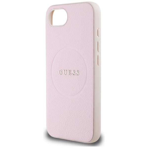 Guess Grained Ring MagSafe-etui til iPhone 16e i lyserødt