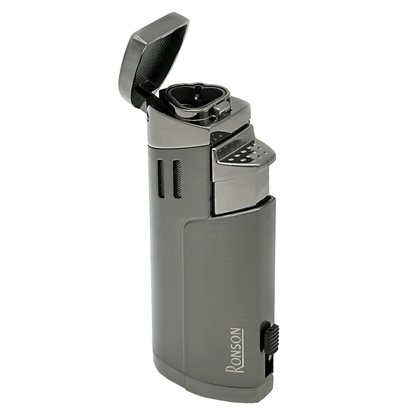 Ronson Cyclon GUN Metal 3 JET Lighter med Cigarpuncher