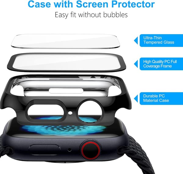 2X ETUI TIL APPLE WATCH 8/7 45MM SORT TRANSPARENT