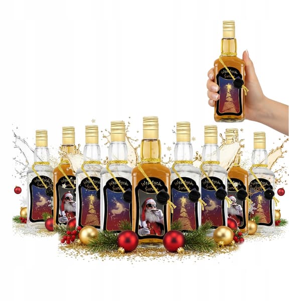 10 st julglasflaskor 500ml premiumdekorerade för vodka