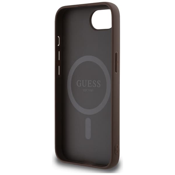 Guess 4G Ring Triangle Logo MagSafe -kotelo iPhone 16e:lle, ruskea