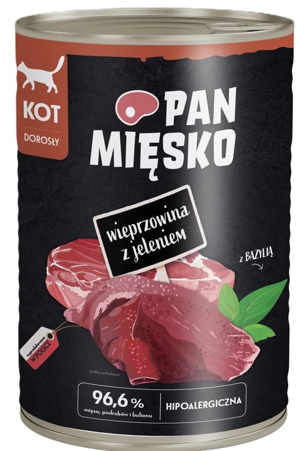 Mr. Meat | Kattefoder | 400g dåse - Voksen | Svinekød med hjorte 400g
