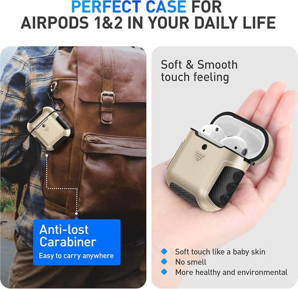 HÅRDT SILIKONEETUIS TIL AIRPODS 1/2 GULD SORT