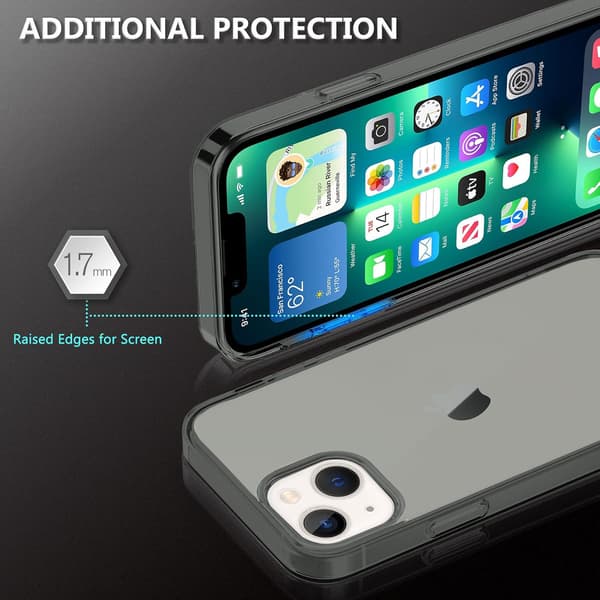 SILIKONE ETUI TIL APPLE IPHONE 13/14 6.10" RØGET GRÅ BAGSIDER + GLAS