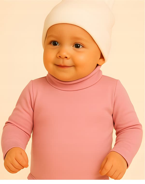 Body med turtleneck 98 barn långärmad turtleneck puderrosa