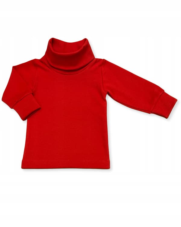 Barn varm PULLHACKAD BLUS 116 Barn-T-SHIRT med hög hals RÖD
