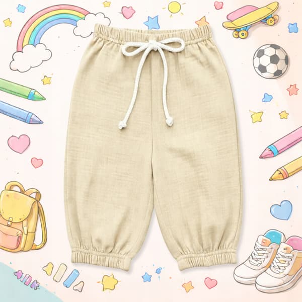 Barnens muslinshorts 134 sommarbyxor för barn i beige