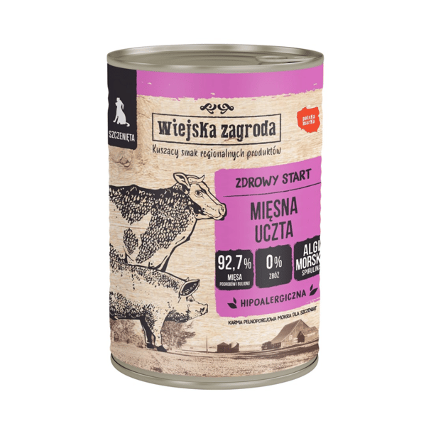 Vådfoder til hvalpe Wiejska Zagroda Kødfest 12x400g