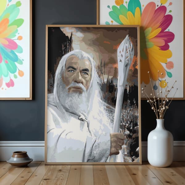 Måla efter nummer-bild med ram Gandalf Sagan om ringen 50x70 cm