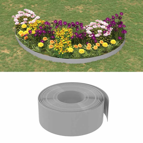 vidaXL Trädgårdskant, 5 st, Grå, 10 m, 20 cm, Polyeten