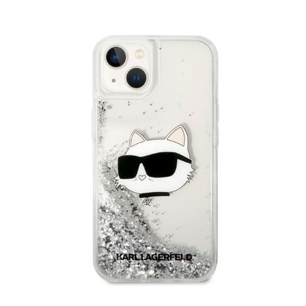 Karl Lagerfeld Liquid Glitter NFT Choupette Head - iPhone 14 Plus cover (sølv)