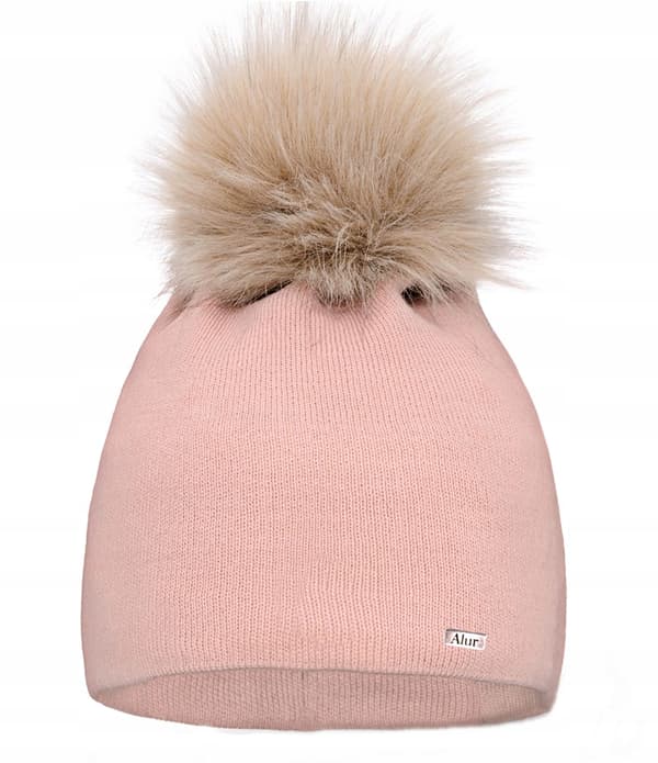 Rosa mössa med pompom, polsk tillverkning A13