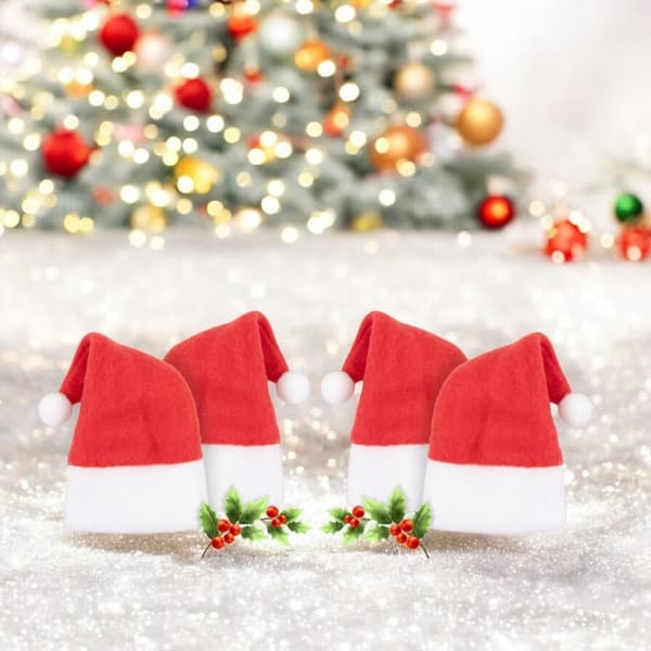 10x julhattar, tomtehattar, kapsyler, bestick, dekorationer