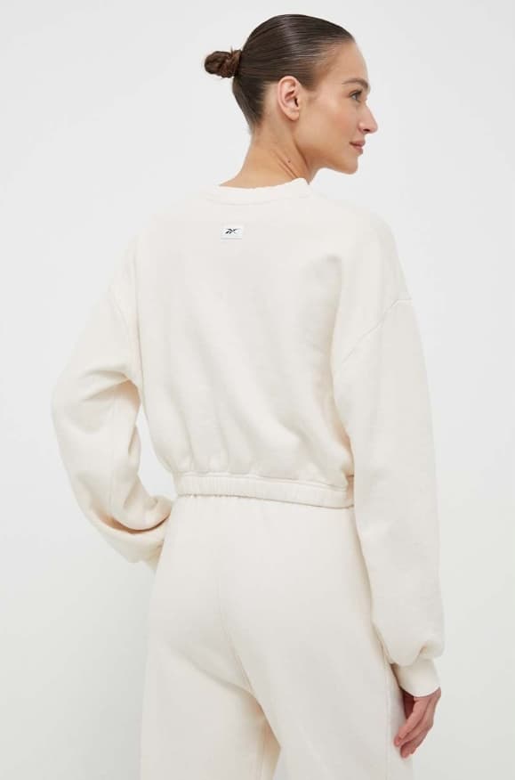 REEBOK DAME BOMULDS SWEATSHIRT BEIGE CASUAL M 0A7B3* BAGGRUNDE