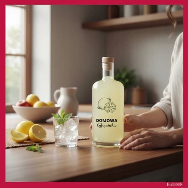 Tadek-flaska 500ml med tryck hemlagad citronvodka som present Bröllopslikörer