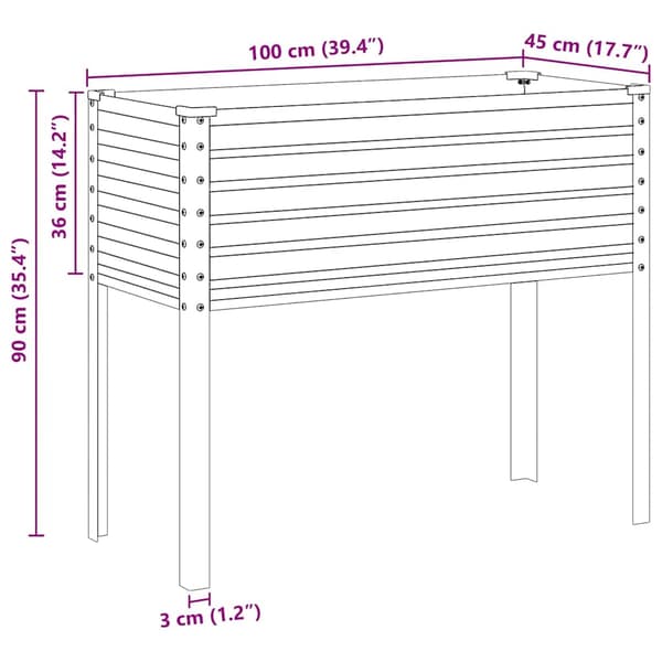vidaXL Trädgårdskruka, Grå, 100x41x90 cm, Stål