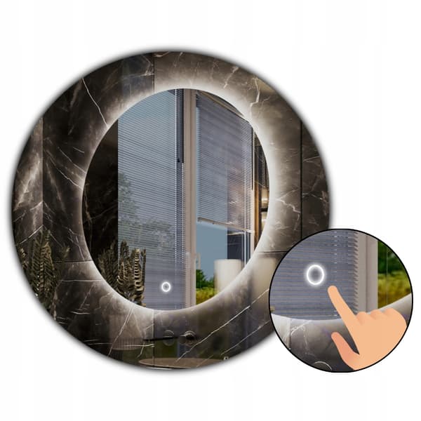 Belyst rund badrumsspegel LED FI 50 cm touchbrytare IP65