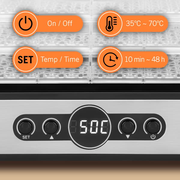Teesa frukt- och grönsakstorkare 400W 5 brickor display termocirculation
