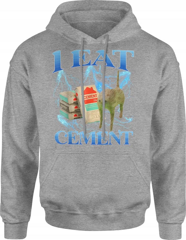 SJOV JEG SPISER CEMENT MEME SWEATSHIRT HERRE MEME KAT MED KAT M
