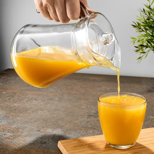 Glas kanna med lock 1,4 l + 6 glas 200 ml