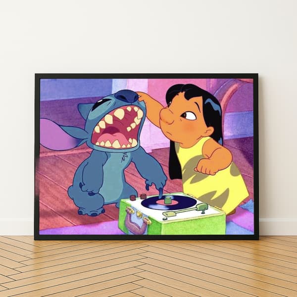 Disney Lilo & Stitch målning med siffror med ram 50x40 cm