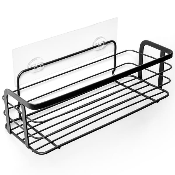 Självklistrande duschhyll i metall, svart, 2-pack