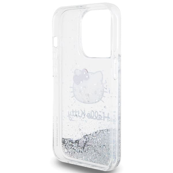 Hello Kitty HKHCP15LLIKHET iPhone 15 Pro 6.1 sølv/sølv hårdt cover Liquid Glitter Charms Kitty Head