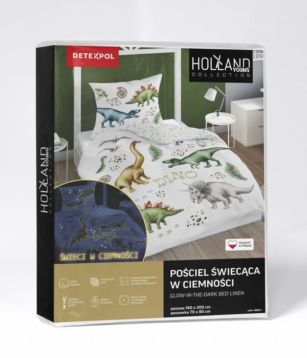 Pimeässä hohtava dinosaurusten vuodevaatesetti 160x200 HIT