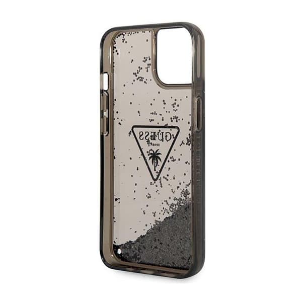 Guess Liquid Glitter Triangle Logo-skal - iPhone 14 Plus-skal (svart)