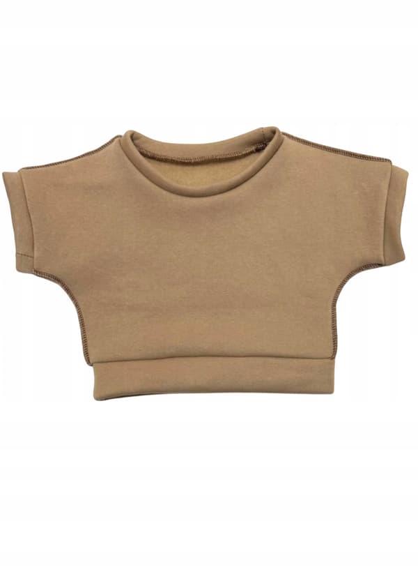 Børneponcho 122 vest kappevarmer bomuld med fnug beige