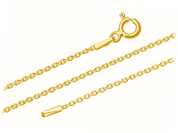Kort silverförgylld ankarkedja 1,2 mm diamantchoker 32 cm