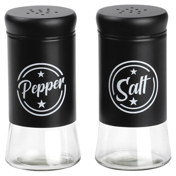 Saltkar og peberkar i sort glas 2 stk.