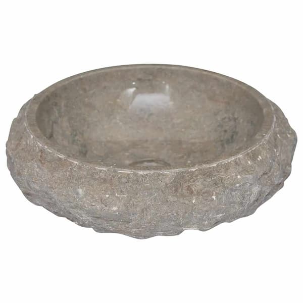 vidaXL Handfat, Ø40x12 cm, Marmor, Grå