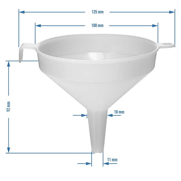 Hvid plastiktragt, diameter 10 cm
