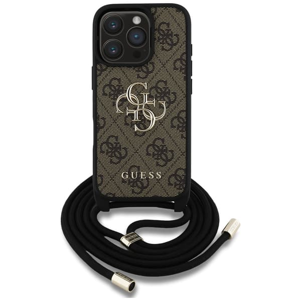 Guess 4G Stor Logotyp Sladdrem Axelskal till iPhone 16 Pro Max Brunt