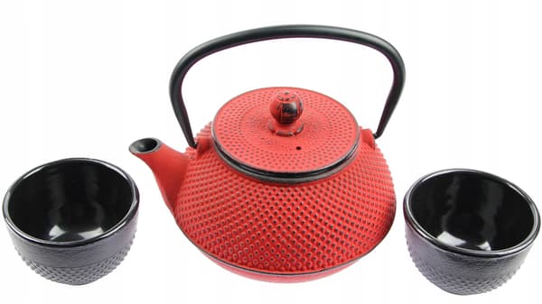 Støbejernskedel 0,8 l med tesi og teinfuser + 2 kopper