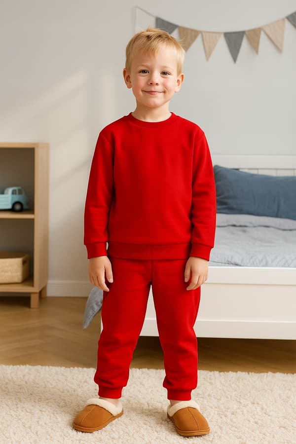 BOMULDSPYJAMAS 134 BØRNEPYJAMAS 100% bomuld 2-delt RØD
