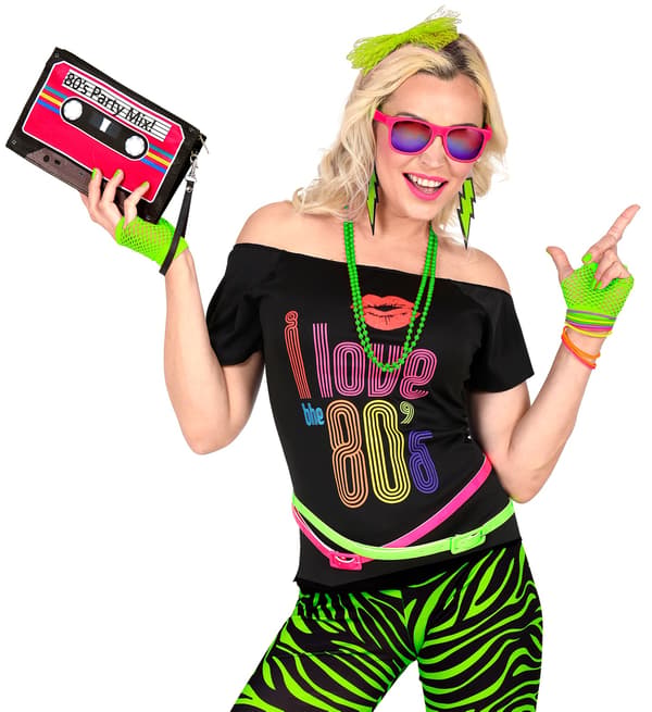 80-tals neon disco örhängen halsband set