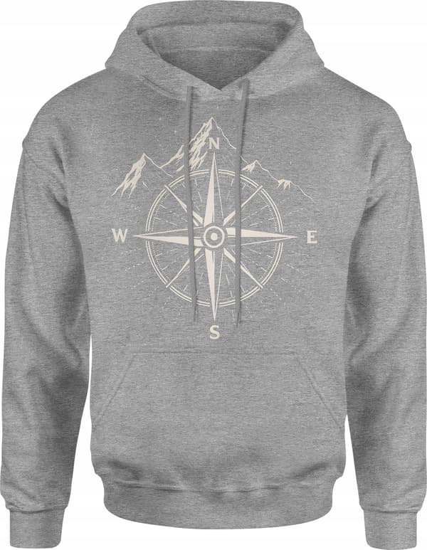 HERR BERGSWEATSHIRT MED KOMPASS, VINDROS, M, GLAS