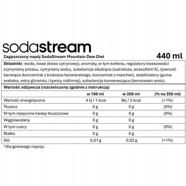 2x Sodastream Lipton iste persiksirap + Mountain Dew Zero