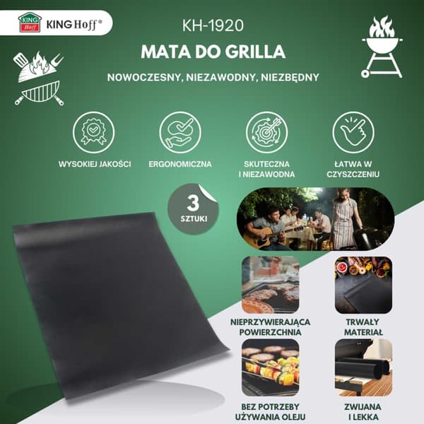 GRILLMATTA 40x33 cm 3 st KINGHOFF KH-1920