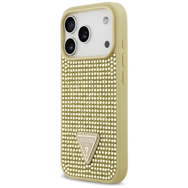 Guess Rhinestone Triangle Logo Cover til iPhone 17 Pro - Guld