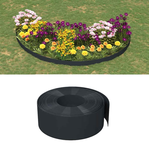 vidaXL Puutarhan reunus, 2 kpl, musta, 10 m, 20 cm, polyeteeni