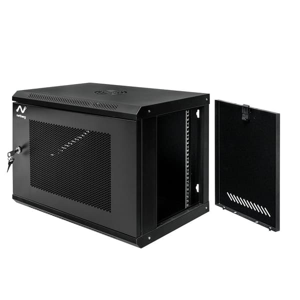 NETBERG 19" 9U 450x600x400 Rackskab, Hængende, Perforerede Døre, Sort N