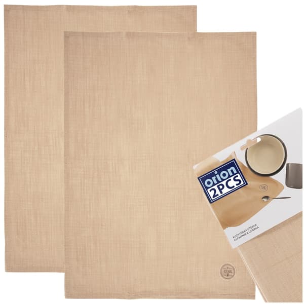 Bomulds køkkenklude beige 70x50 cm 2 stk