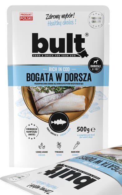 Bult | Våtfoder för hundar - lunchkött | 500g påse - Rik på torsk 500g