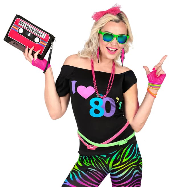 Rakastan 80-lukua -t-paita musta Rakastan diskoa L/XL